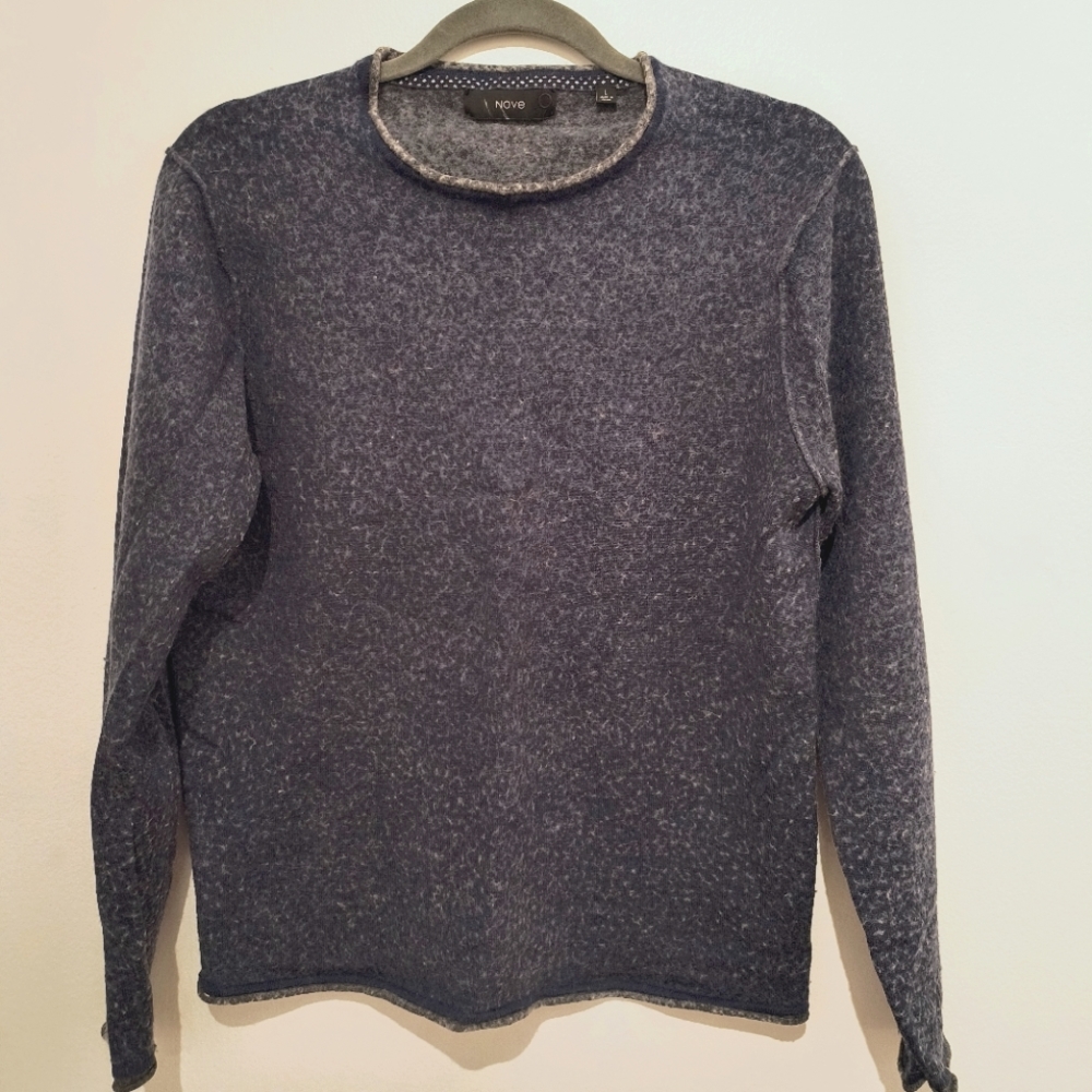Merino Wool- mix sweater in greyish blue